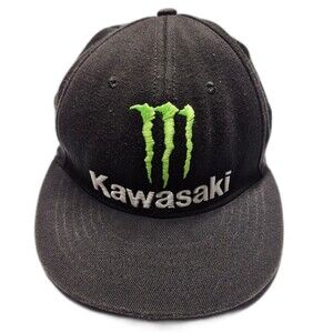 Monster Energy Kawasaki Racing Hat Cap Perfect Fit S/M Black Bridgestone Y2K MX